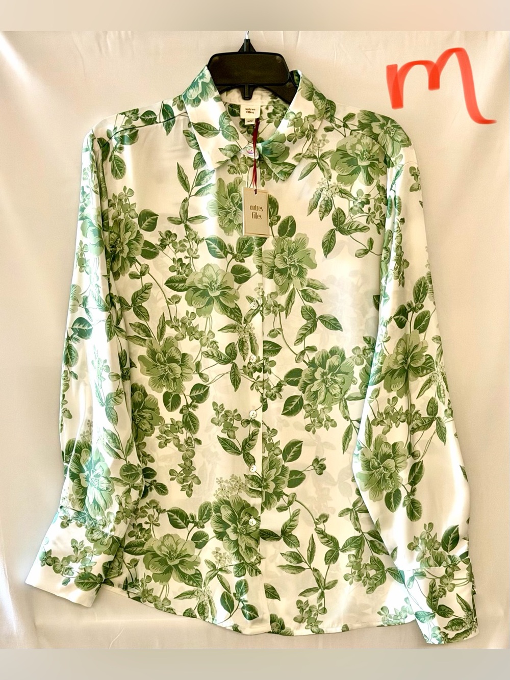 Andrews Fillis White and Green Floral Button-Down Shirt